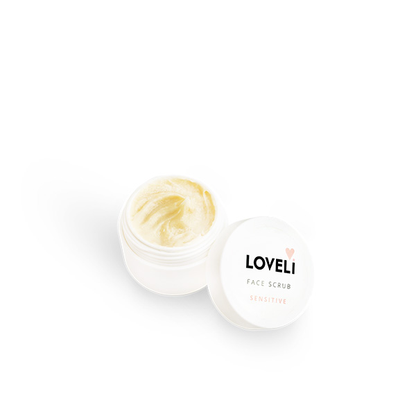 Loveli Face scrub Sensitive Skin travel size inhoud