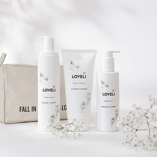 Loveli body wash body cream en body oil ginger flower