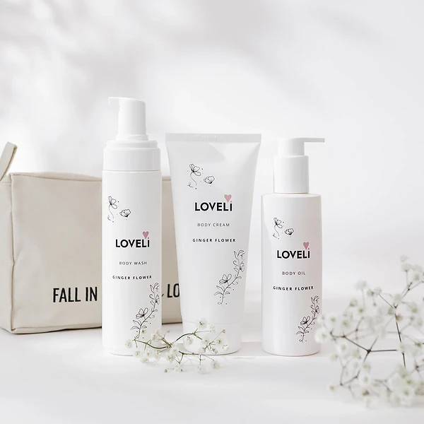 Loveli body wash body cream en body oil ginger flower