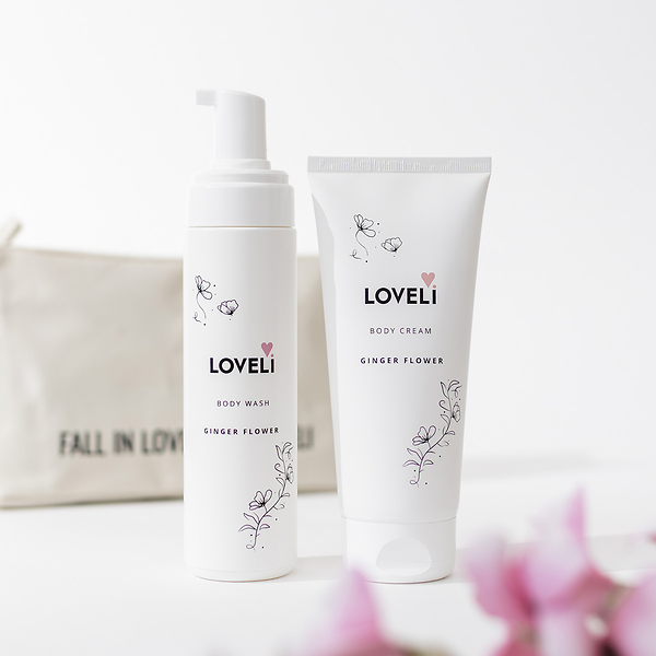 Loveli cadeauset Body wash Body cream Ginger Flower