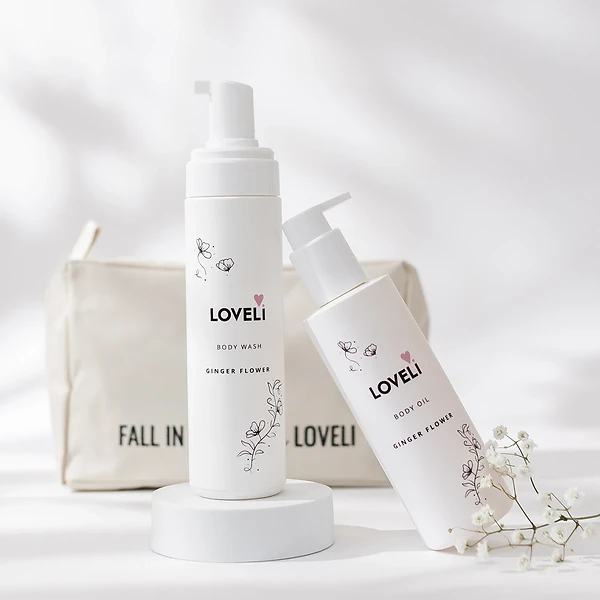 Loveli cadeauset Body wash Body oil Ginger Flower