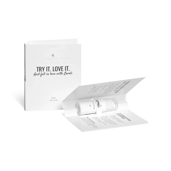 Loveli kaartje VEye serum Travel size 5 ml
